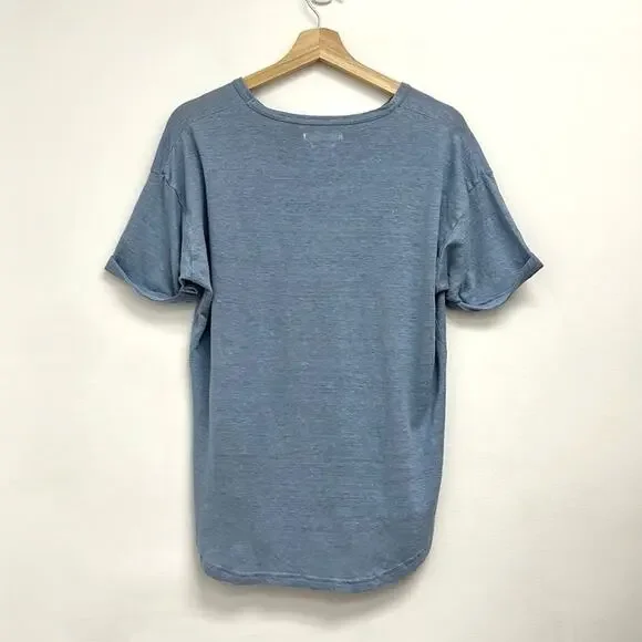 NWOT Isabel Marant Étoile Koldi Linen Rolled Sleeve Easy Relaxed Fit Tee - Large - Picture 2 of 12